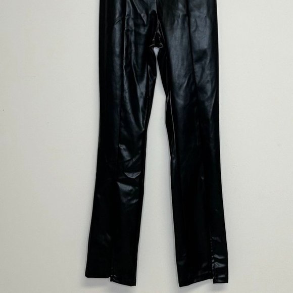 bebe WOMENS Split Hem Strapless Vegan Leather Jumpsuit Sz. S *NWT - Picture 7 of 7